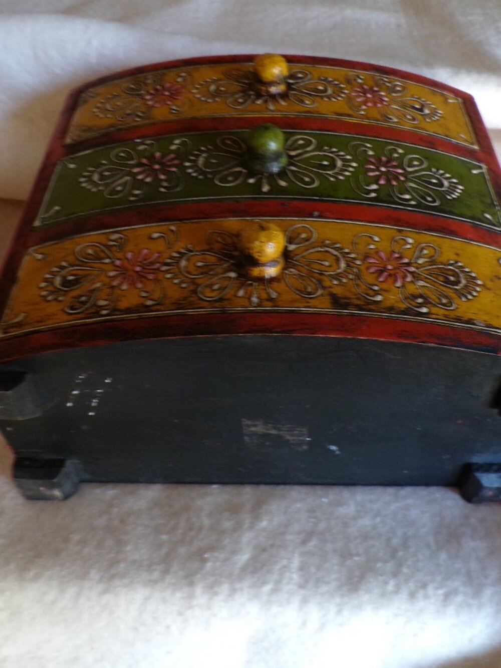 So Beautiful 3 Drawer Wooden Decorative Hand Painted Jewelry Box Curio Chest - Picture 12 of 13